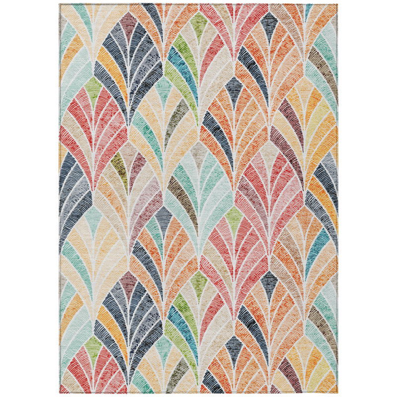 Malchow Washable Geometric Indoor / Outdoor Rug, Rectangle 5' x 7'6"