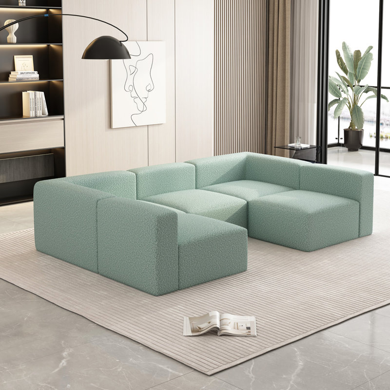Canapé-lit modulaire modulaire, Molleton vert clair