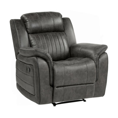 Classic Brownish Gray 1Pc Reclining Chair Plush Comfort Pillow-Top Arms Vertical Tufting Solid Wood Transitional Living Room Furniture