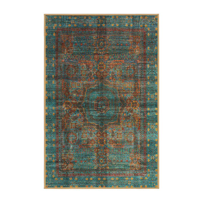 Tapis oriental brun / bleu Varnamtown, Rectangle 2 pi x 4 pi