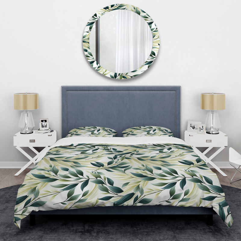 Ensemble de housse de couette Zen Leaf, Housse de couette pour grand lit et 2 taies décor