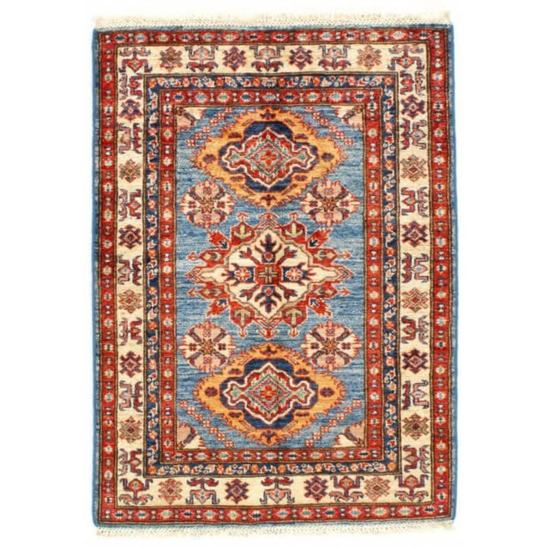 Isabelline Handmade Blue Pak Super Kazak Rug - 3' X 4'