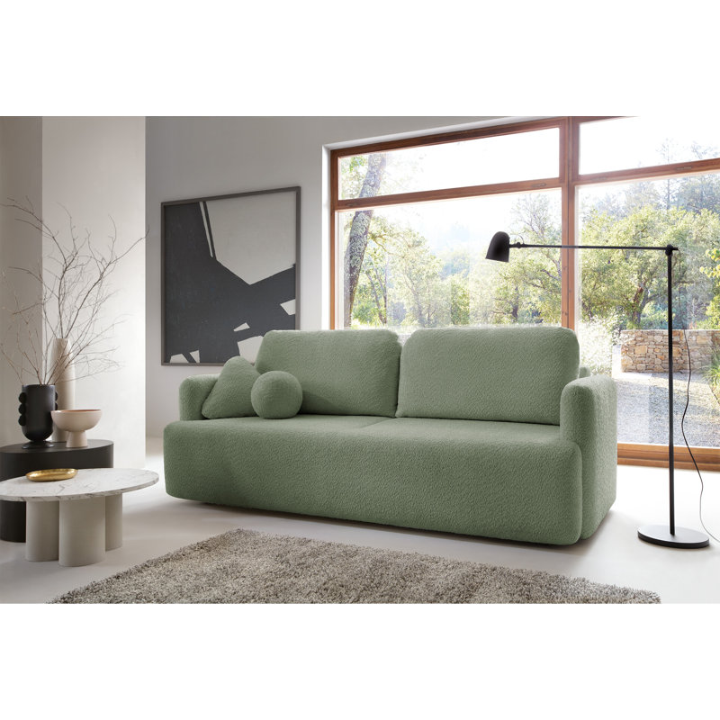 Beilul 3 Seater Fabric Sleeper, Sage Green