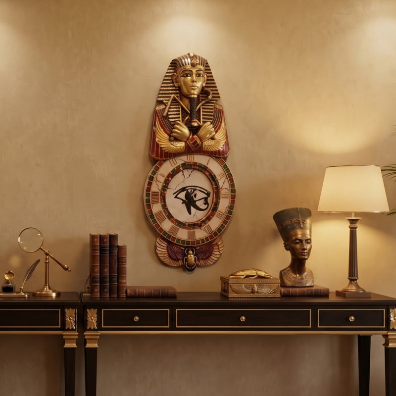 Medinet Habu Egyptian Sculptural Wall Clock