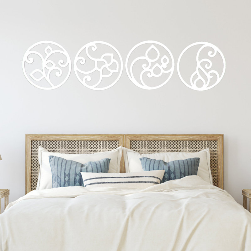 Four Circle Elements Metal Wall Art - Modern Geometric Wall Decor - Minimalist Circle Composition Design - Abstract Industrial Metal Sculpture - Contemporary Home Wall Hanging - Office Living Room Decor - Stylish Statement Art Piece