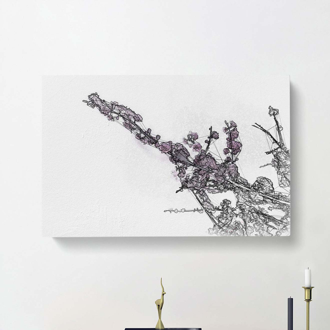 Pink Cherry Blossom Tree In Abstract - Wrapped Canvas