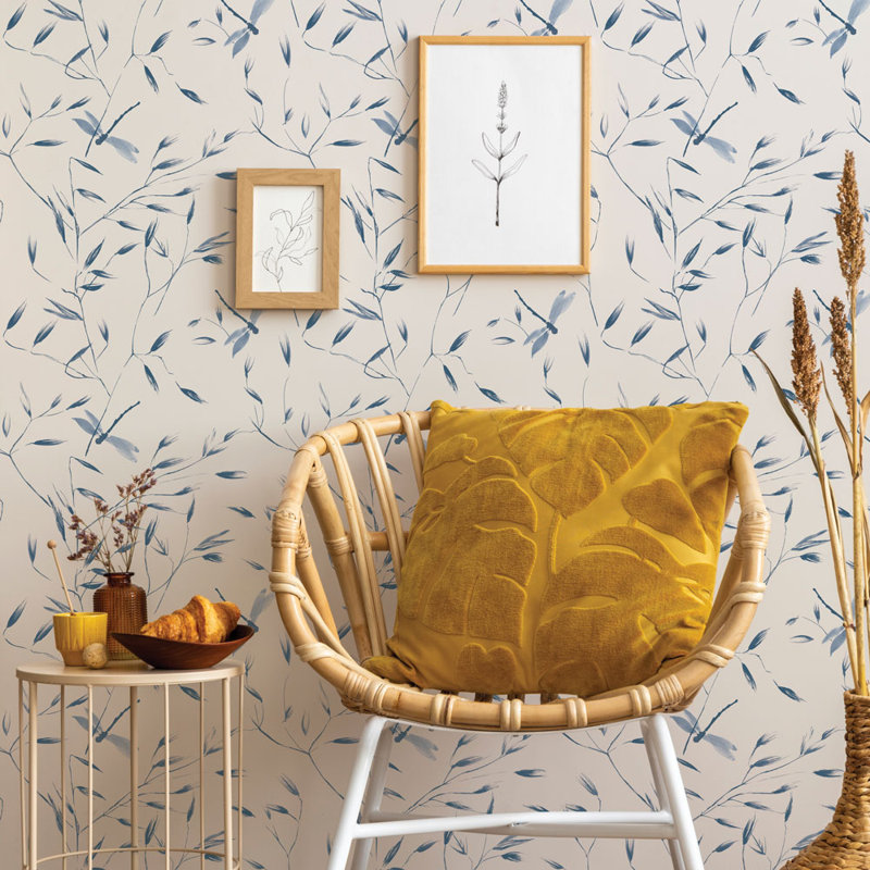 Carmelito 16.5' L x 20.5" W Peel and Stick Wallpaper Roll, French Blue