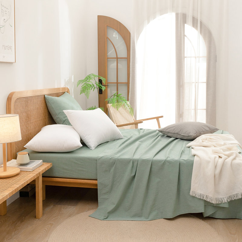 Housse de coussin 100% coton délavé Bestouch, Standard (20 po x 26 po), Blanc brillant