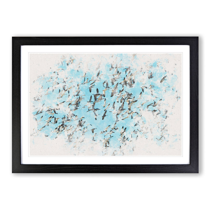 Snow Geese in Flight - Picture Frame Graphic Art Print, Black Framed, 62cm H x 87cm W x 2cm D