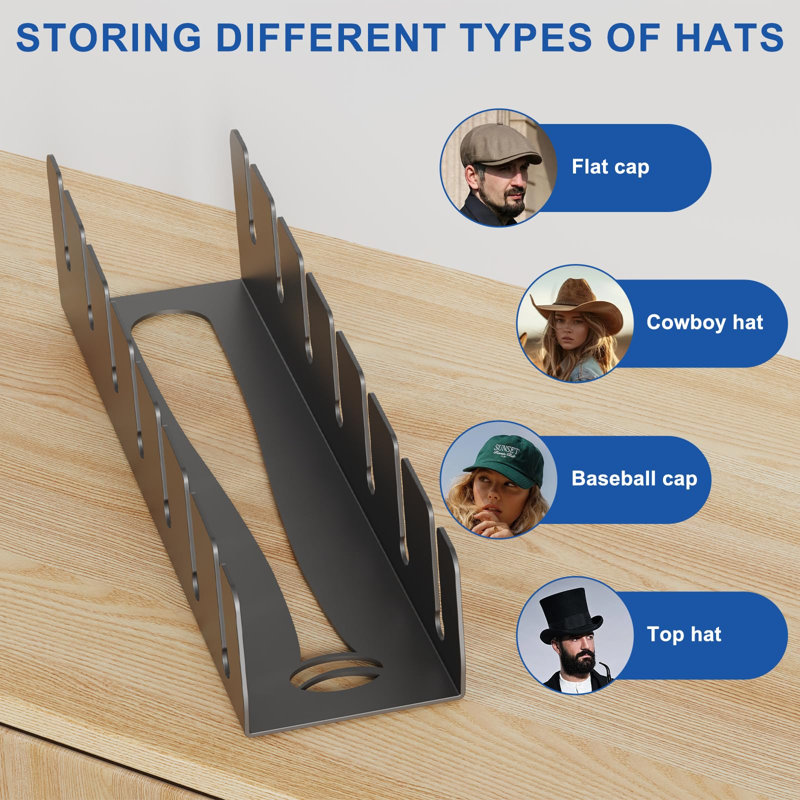 Lot de 2 supports de rangement pour casquettes de baseball, support de bureau en métal