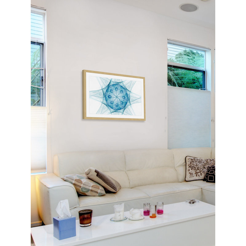 Blue Abstract Print on Canvas with Natural Frame