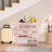 5 Tier Modern Floorstanding Acrylic Rectangular Shoe Rack for Entryway Clear Pink