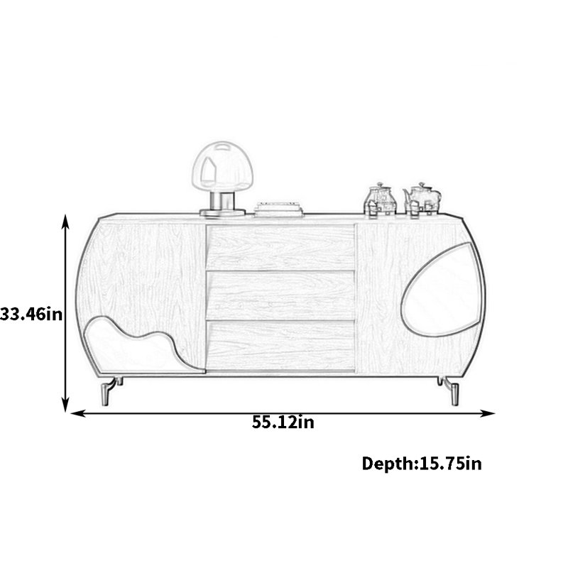 Multifunctional Home Sideboard, 33.46" H x 55.12" W x 15.75" D