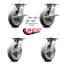 8 Inch Thermoplastic Caster Set with Roller Bearing 4 Swivel Lock and 2 Brake