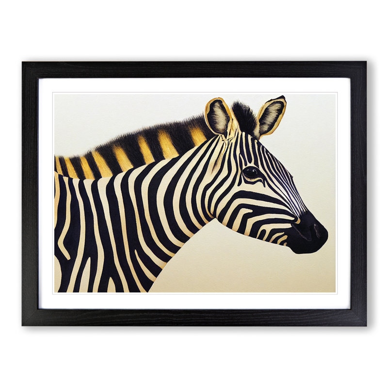 Zebra Vol.1 - Single Picture Frame Painting, Black, 46cm H x 64cm W x 2cm D