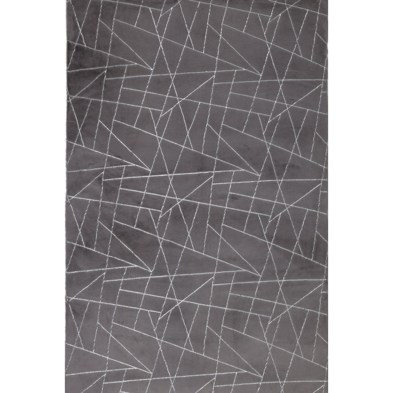 Faux Fur Geometric Indoor Rug, Rectangle 5' x 7'6"