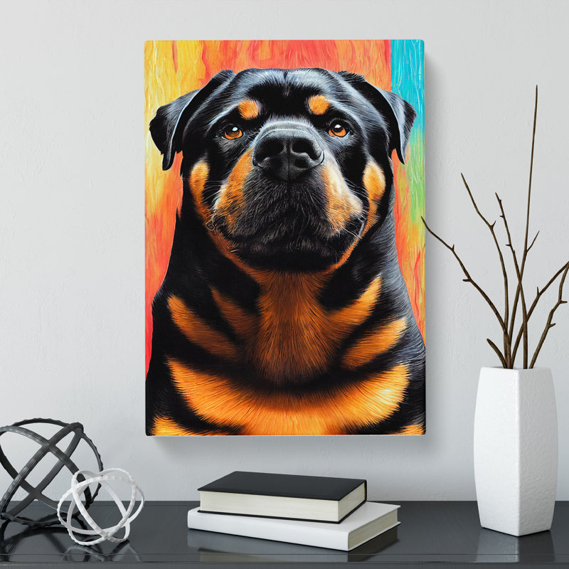 Rottweiler In Colour - Wrapped Canvas, 50cm H x 35cm W x 3cm D