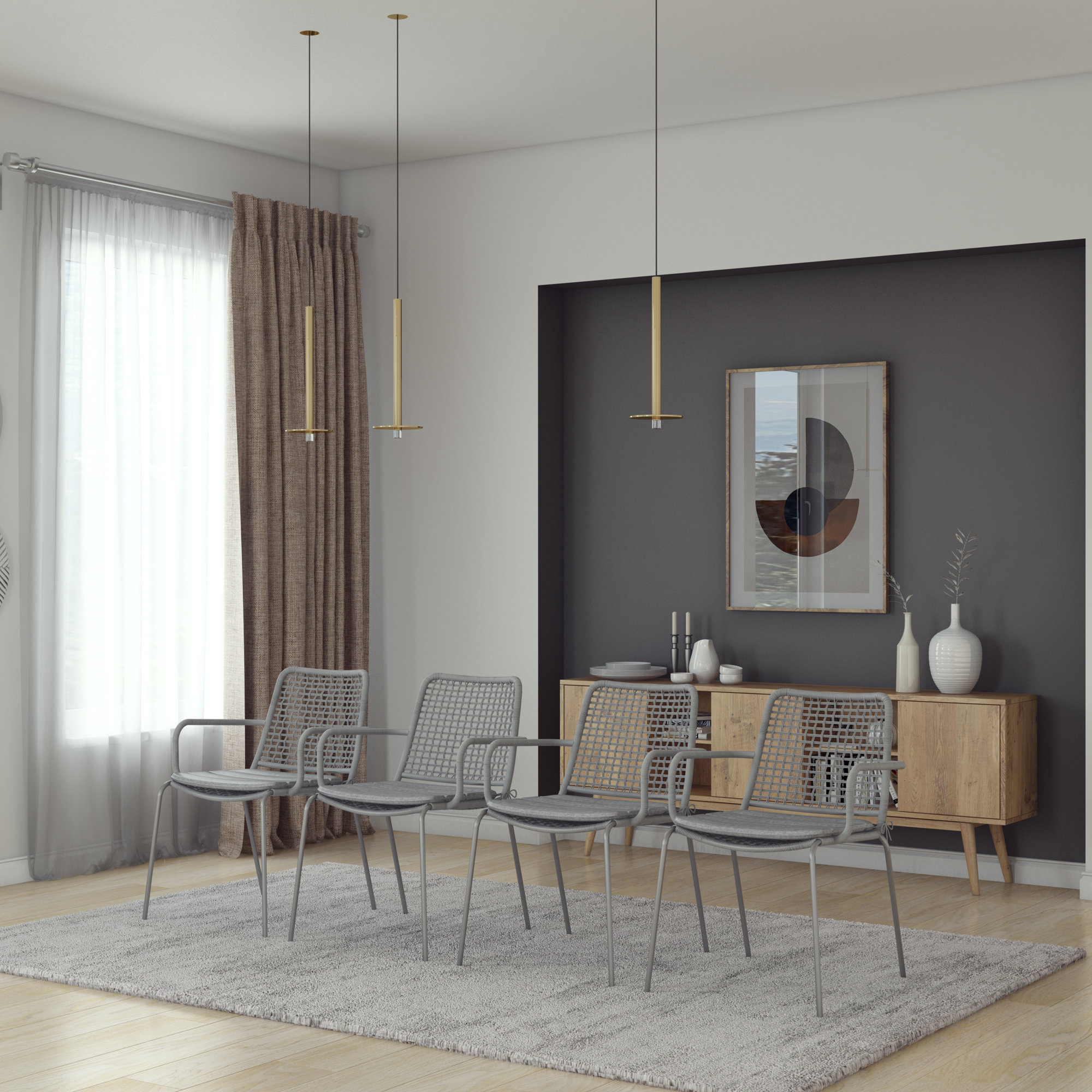 Alyisa Patio Dining Gray Chairs (Set Of 4), Gray Cushions