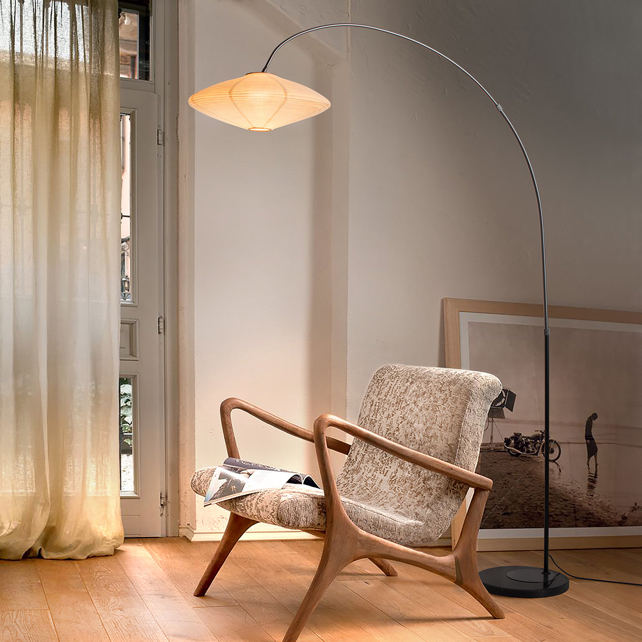 Roswell 92" Linen Floor Lamp
