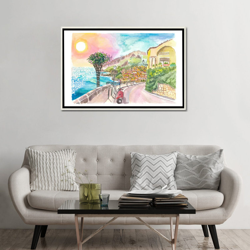 Positano sur la côte d'Amalfi, un rêve prêt pour vos découvertes - reproduction d'art encadrée, H 32 po x l 48 po