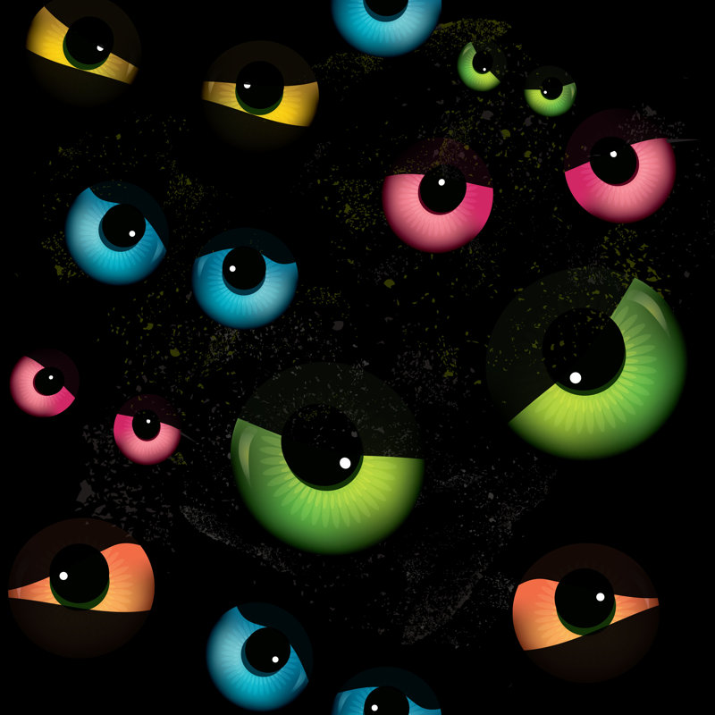 Spooky Cat Eyes by JDawnInk - Wrapped Canvas Print, 30cm H x 30cm W