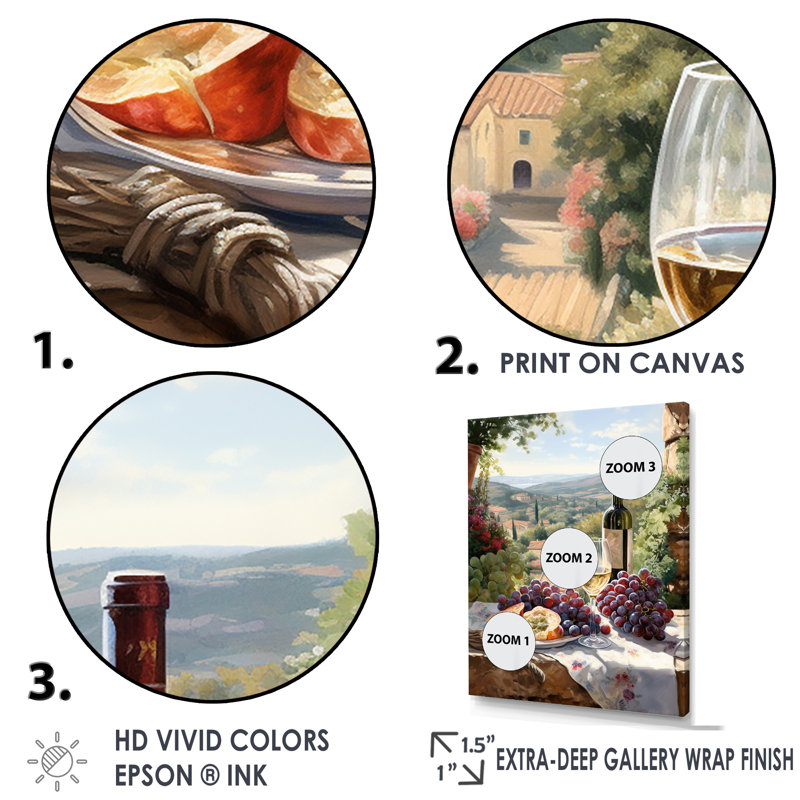 " Vineyard Romantic Charm Landscape I ", 44" H x 34" W x 1.5" D, Black Floater Framed