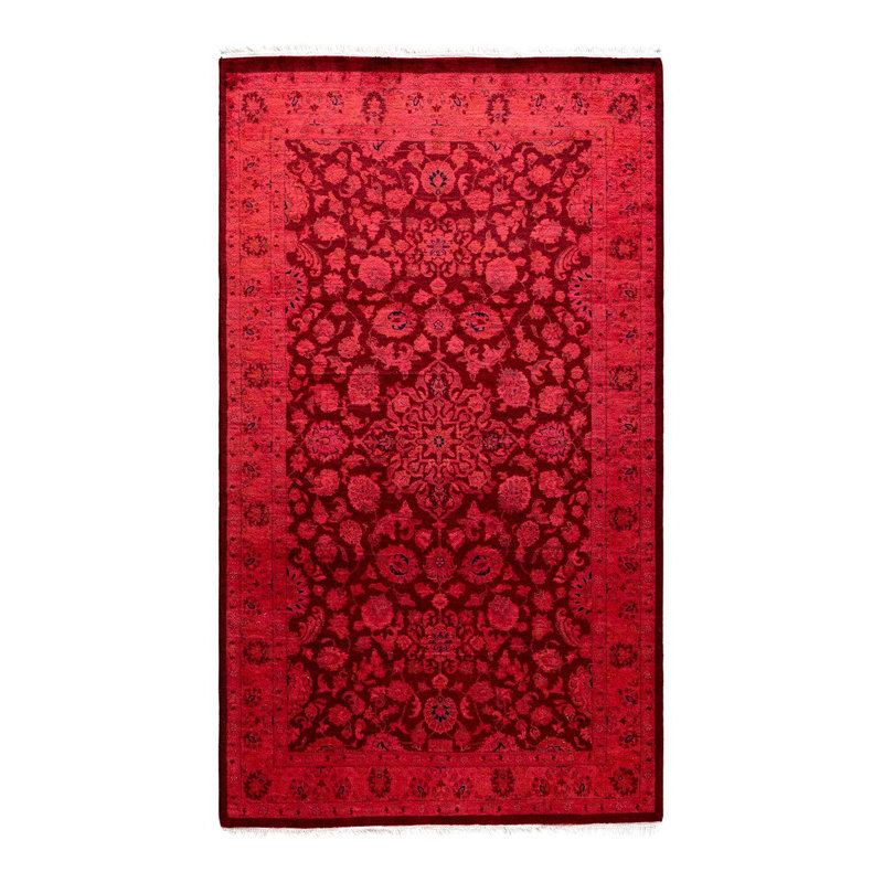 Tapis rouge noué à la main Mazzi, unique en son genre