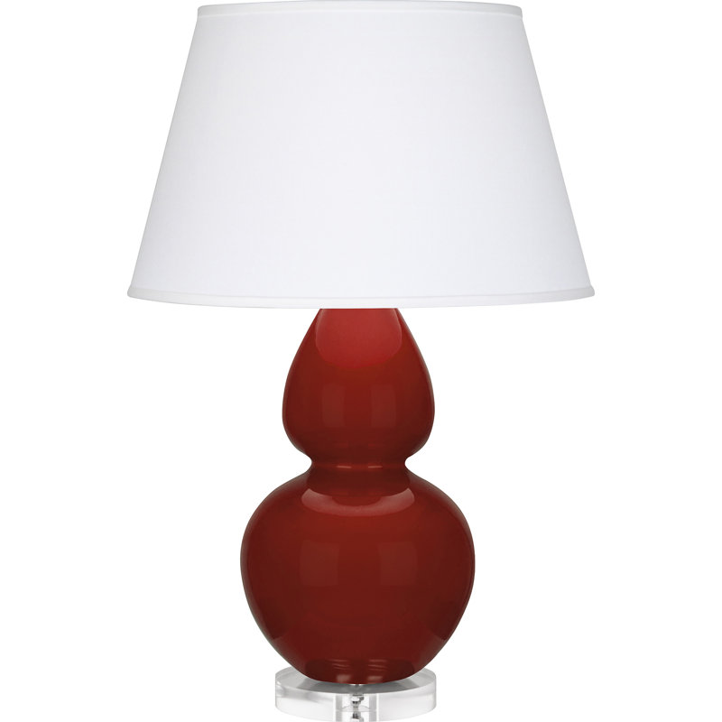 Double Gourd Table Lamp, Navy with Gray Lining, Sugar Plum Glazed/Silver