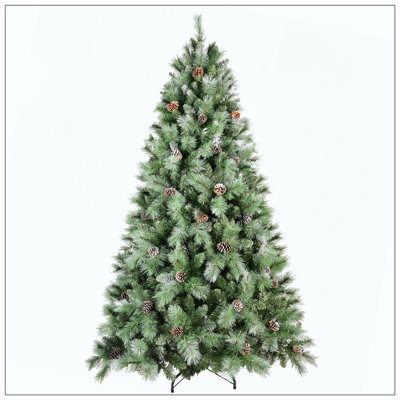 Christmas Tree With 51 Pine Cones – 694 Tips, Mixed PVC & Hard Needle Branches, Hinged Structure For Easy Setup, Sturdy Metal Stand, Realistic Full Holiday Tree