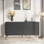 Buffet de style victorien d'inspiration 63 po, 5 pieds de support, 4 tablettes et armoire élégante contemporaine à finition bicolore pour la salle à manger, rangement réglable en nid d'abeille moderne-279806542-279806541