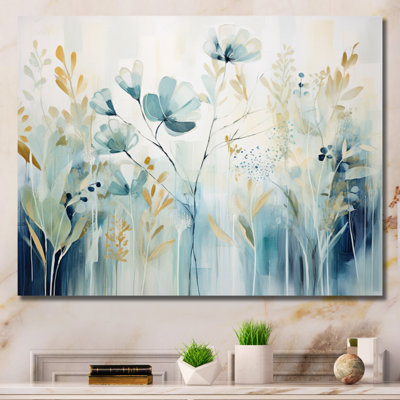 Impression sur toile botanique, impression de jardin floral bleu - Jardin botanique bleu II