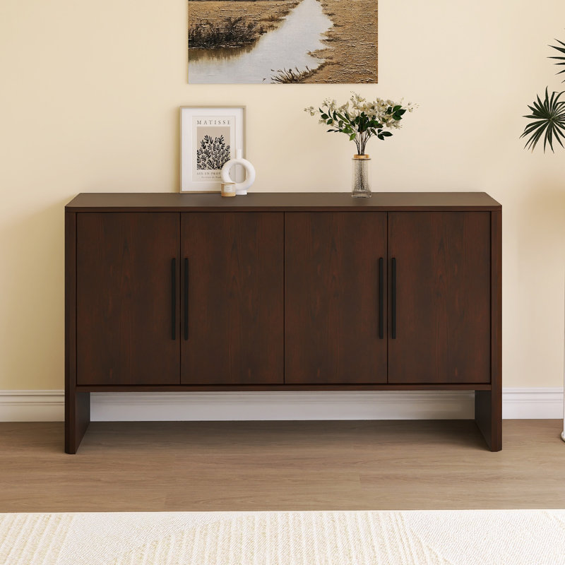 Buffet avec 4 portes et tablettes réglables, Espresso