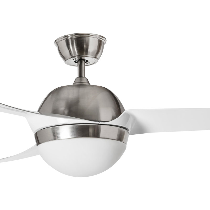 Flemington 132cm Ceiling Fan with Light Kit, Nickel with White Blades