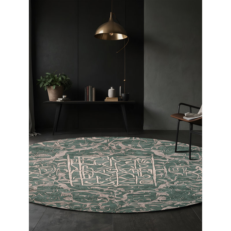 Tapis gris lavable à la machine, Rond 4 pi