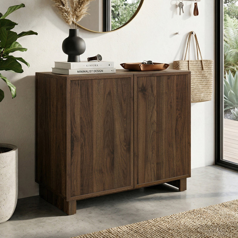 Beatriz 32" Wide Shoe Storage Cabinet with Adjustable Shelves, Walnut