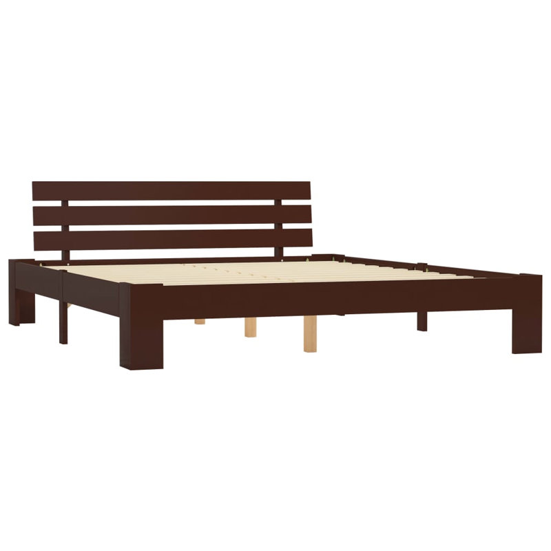 vidaXL Bed Frame Solid Pine Wood, Dark Brown, Super King (6')