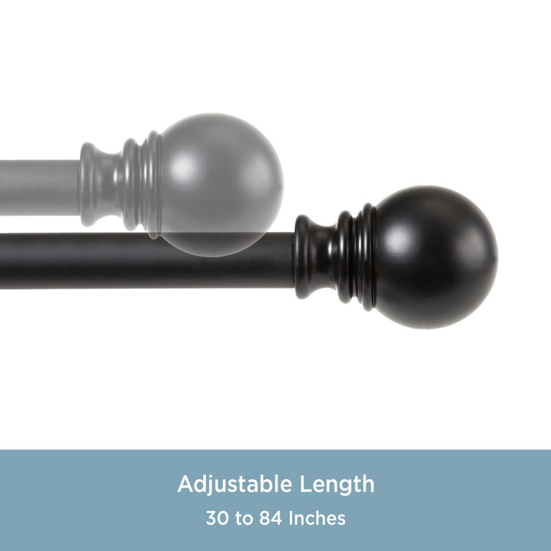Layla Matte Black Adjustable Curtain Rod with Ball Finials