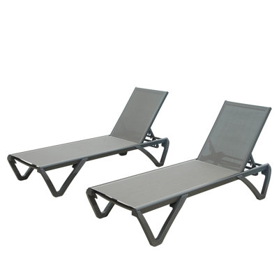Patio Chaise Lounge Outdoor Aluminum Polypropylene Chair With Adjustable Backrest