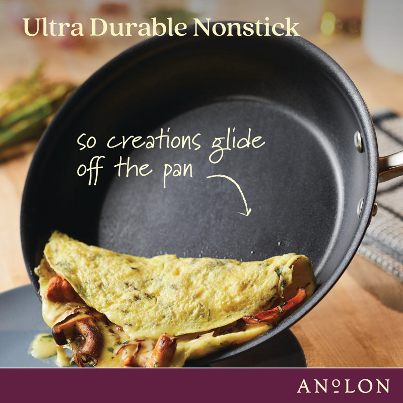 Anolon Advanced Home Hard Anodized Nonstick Cookware Pots and Pans Set, 9 Piece, Moonstone