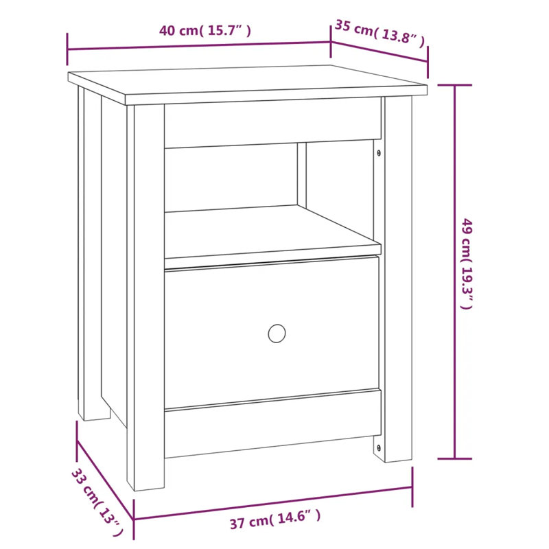 vidaXL Bedside Cabinet Solid Pine Wood Compact, Beige