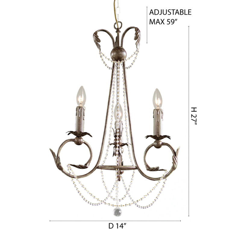 Lustre en cristal 3 lumières Traditional