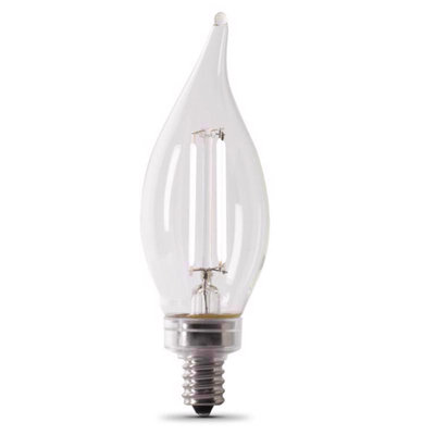 Feit White BA10 E12 (Candelabra) Filament LED Bulb Soft White 40 Watt Equivalence 2 pk