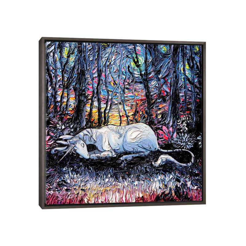 "Dreams" par aja Trèves, reproduction d’art, H 37 po x l 37 po x P 1,5 po, Toile encadrée de bois rustique foncé