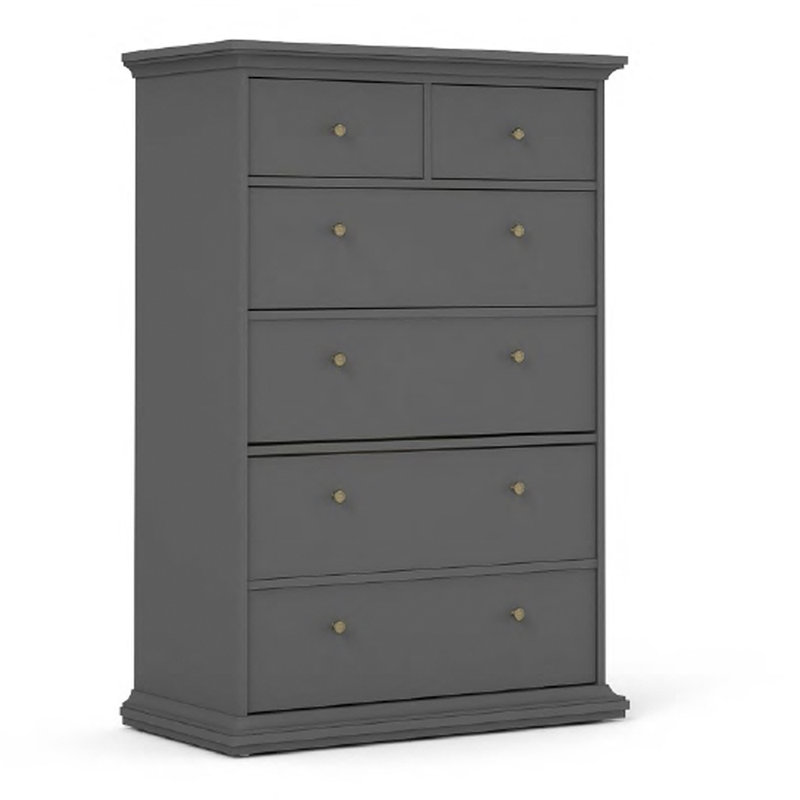 Woodburn 96.2 cm W Chest of 6 Drawers, Matte Grey
