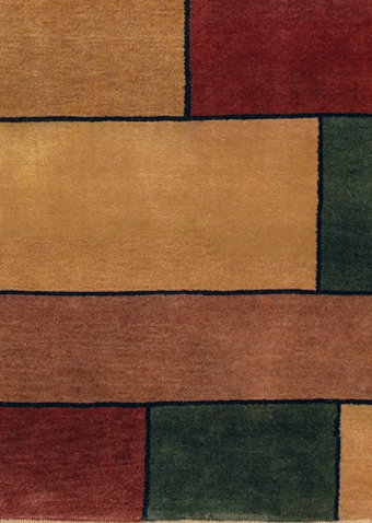 Chelsea Wool Geometric Area Rug in Green/Brown/Red, Rectangle 2' x 3'