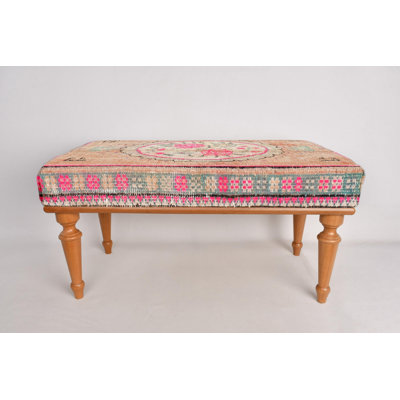 Rose Pattern Bench, Medallion Bench, Ottoman Bench, Upholstered Bench, Turkish Rug Bench, Kilim Bench, Home Decor Bench, Handmade Bench