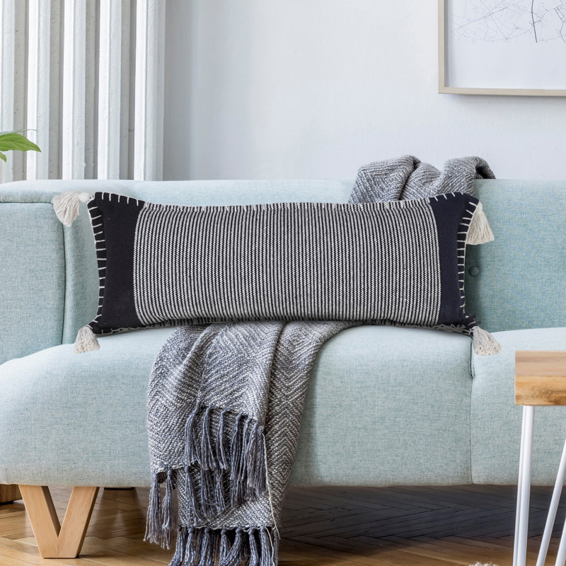  Housse de coussin rectangulaire simple en coton à insertions simples, Housse de coussin seulement - sans coussin