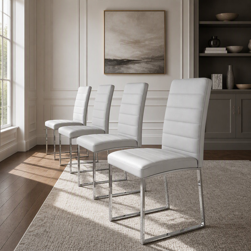 Ensemble de 4 chaises robustes avec coussins épais de 2,1 pouces, structure en fer, idéal pour la maison ou le bureau, couleurs classiques, valeur