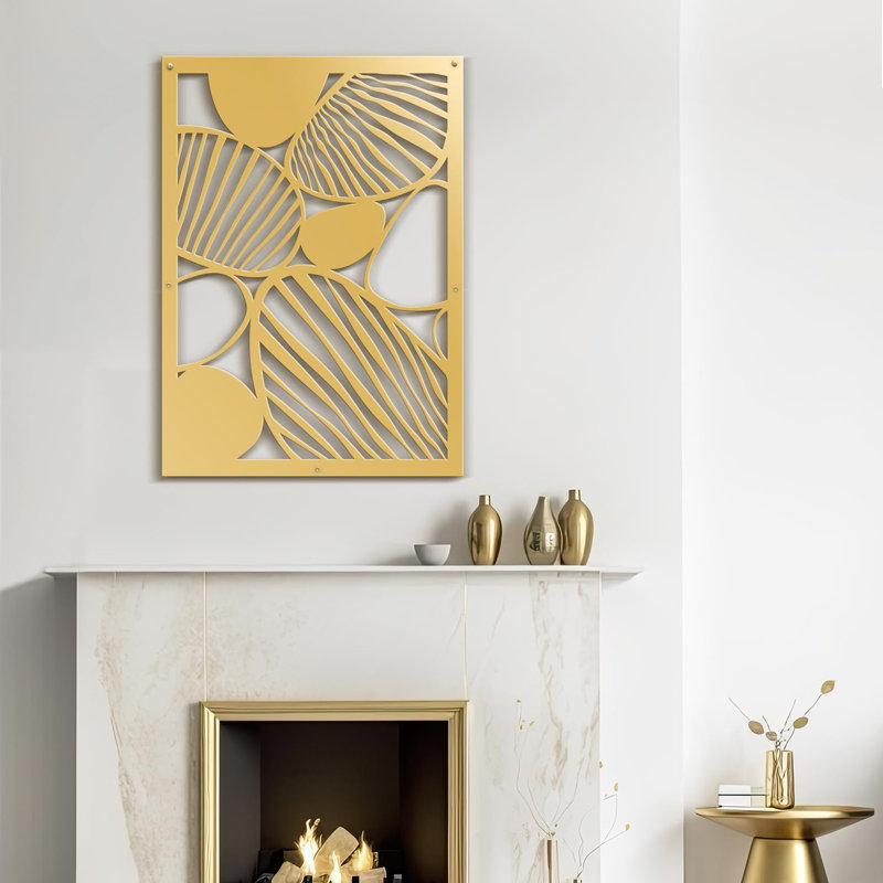 Abstrait géométrique minimaliste moderne abstrait décoratif décoratif suspendu, H 24 po x l 17,27 po x P 0,05 po, Or