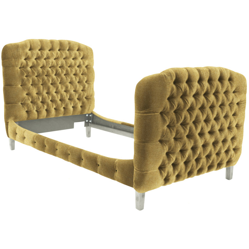 Upholstered Bed, Performance Twill Natural, French Dark Chocolate